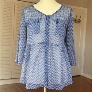 Flower Pattern Peplum Blouse